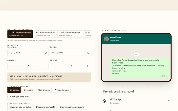 La consulta que se arma para WhatsApp.